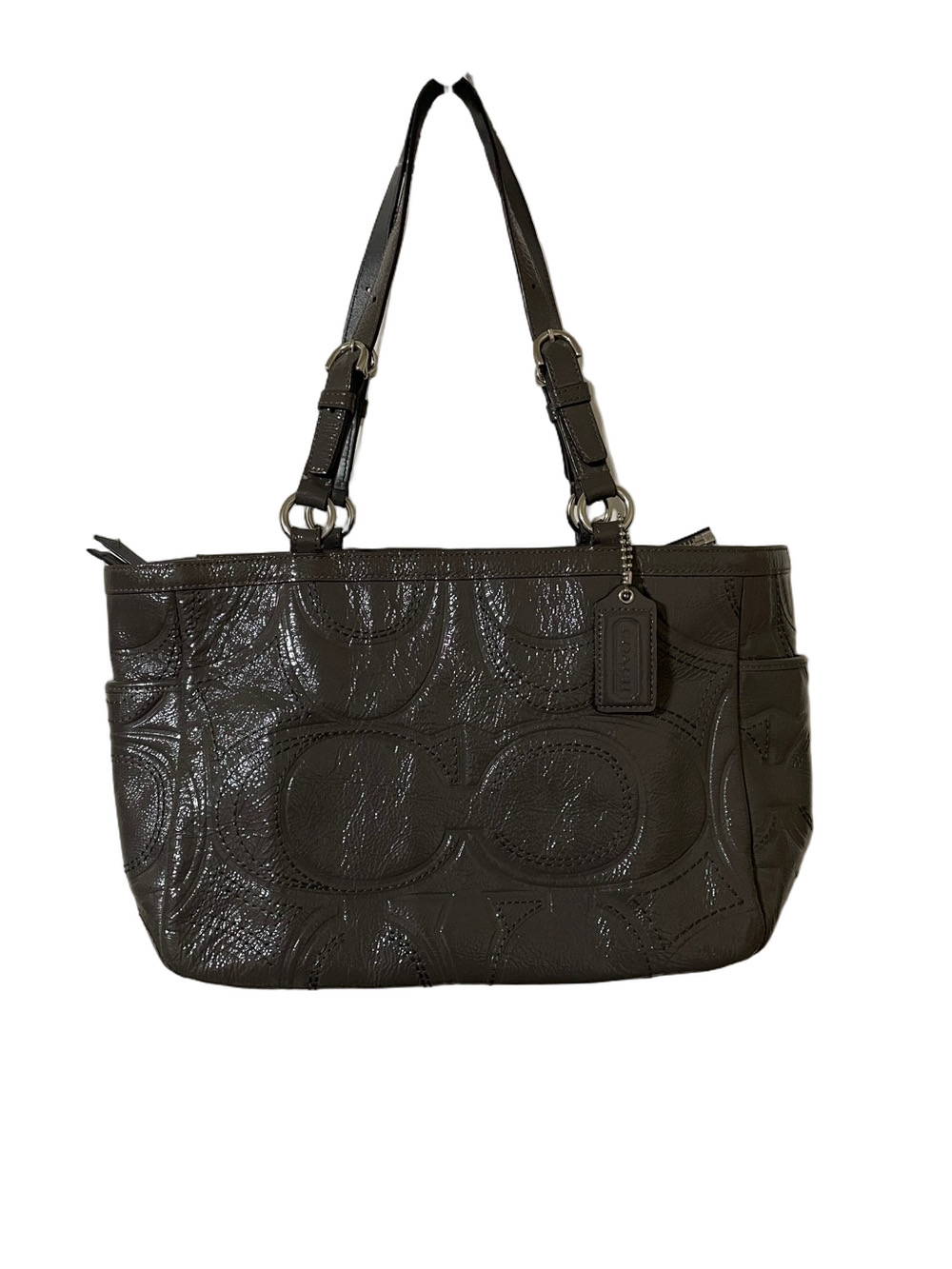 Coach Grey Gallery Signature C Patent Leather Tote F18326